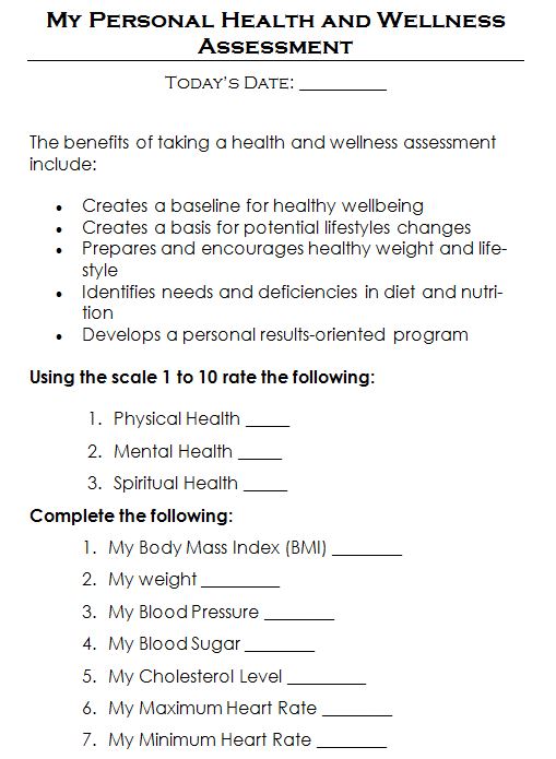 How Healthy Are You Really? Health and Wellness Assessment - Home ...